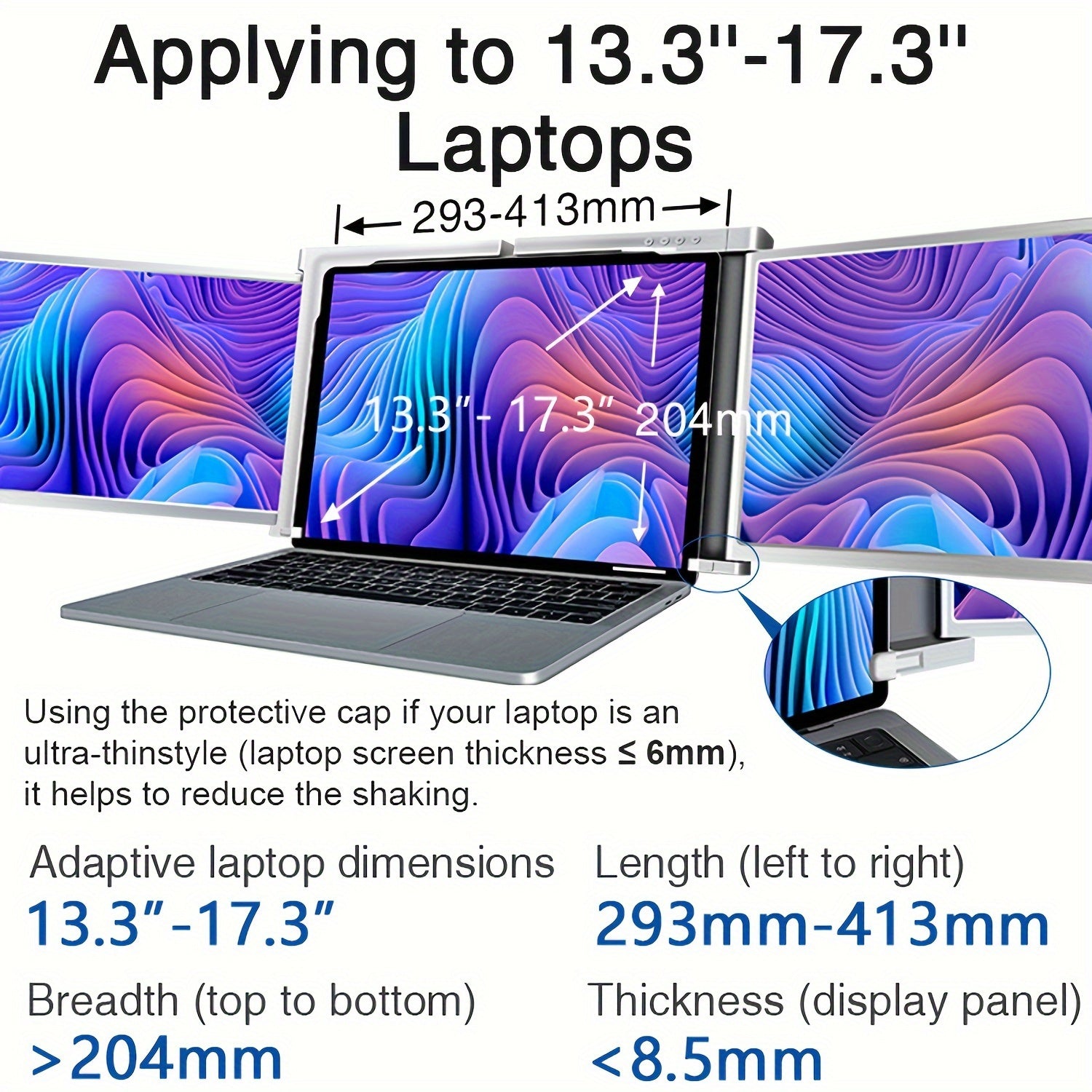 Portativ uchta monitor noutbuklar uchun 33.78 sm 1080P FHD IPS displey, USB-C/A ulanishi, Freesync Premium, mat finish, keng ko'rish burchagi. MacOS M1-M3 va Windows bilan mos keladi.