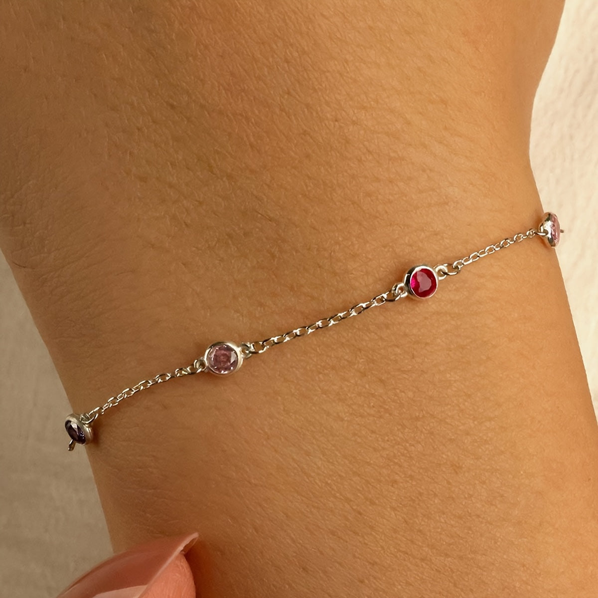Chic Birthstone Bracelet with 2-4 Birthstones Stainless Steel Jewelry for Women