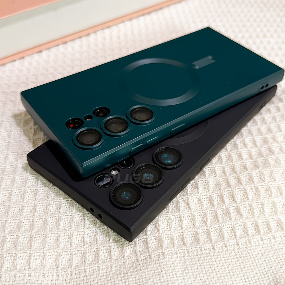 Matte Magnetic Phone Case with Lens Protector for Samsung Galaxy S24 S23 S22 S21 Ultra Plus Wireless Charging