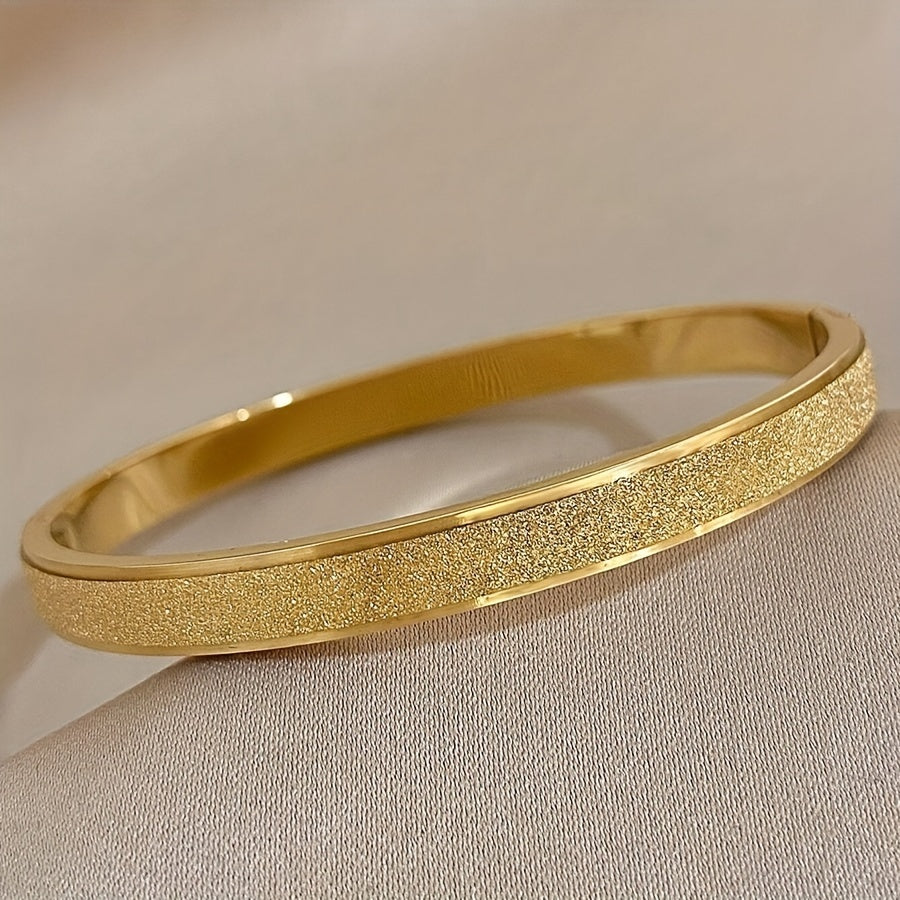 Frosted Stainless Steel Bangle Bracelet for Women Lightweight Jewelry Gift