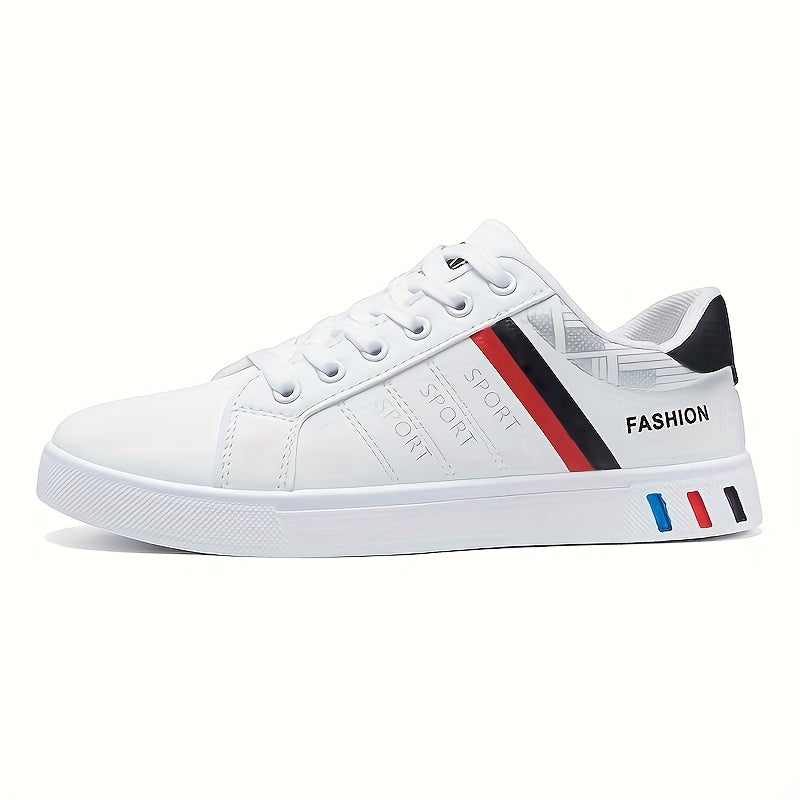 Men's Striped Lace-Up Sneakers with Good Traction Breathability and Comfort