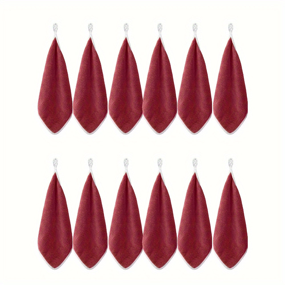 Set of 12 Microfiber Cleaning Cloths with Hanging Loop for Kitchen Bathroom and Toilet