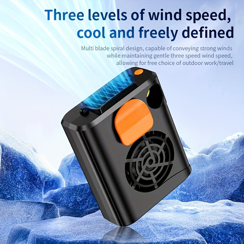 Orange Portable Wearable Neck Fan with Clip-On Design, Long Battery Life, Adjustable Speed