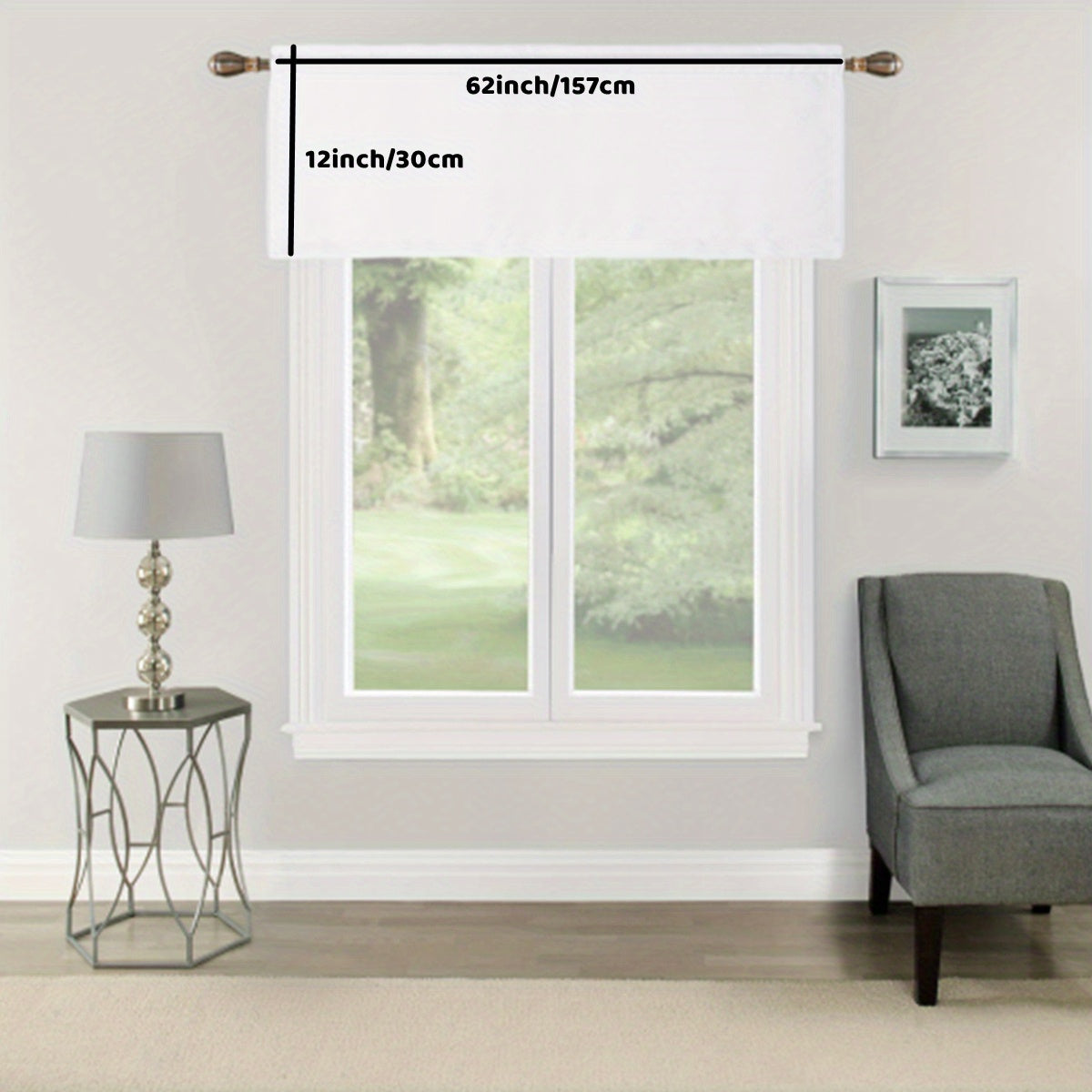 Solid Rod Pocket Valance Curtain with Rod Cover for Kitchen Bedroom Bathroom