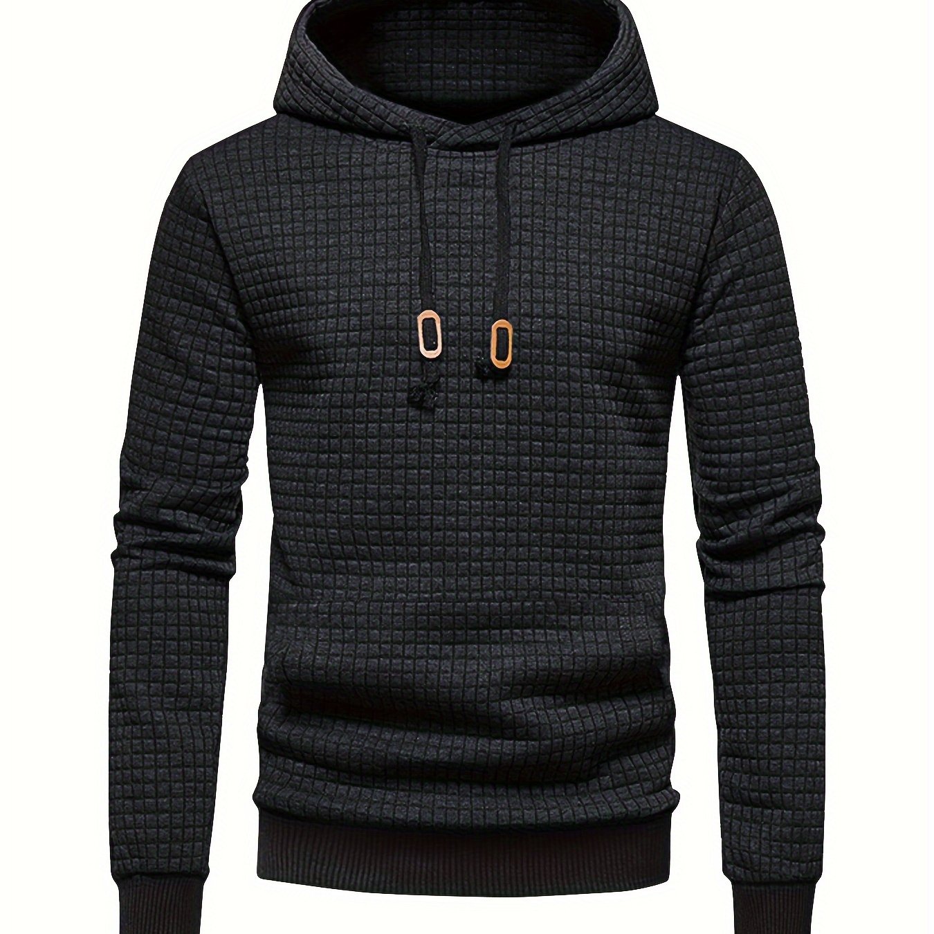 Men's Lightweight Performance Hoodie with Moisture-Wicking Textured Black Fabric and Copper Zipper