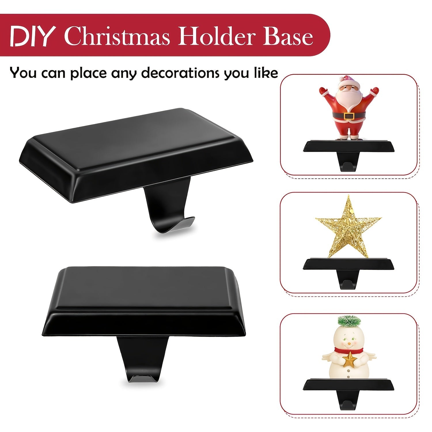 Set of 2 Metal Christmas Stocking Holders Multi-Use Hooks for Mantel and Decor