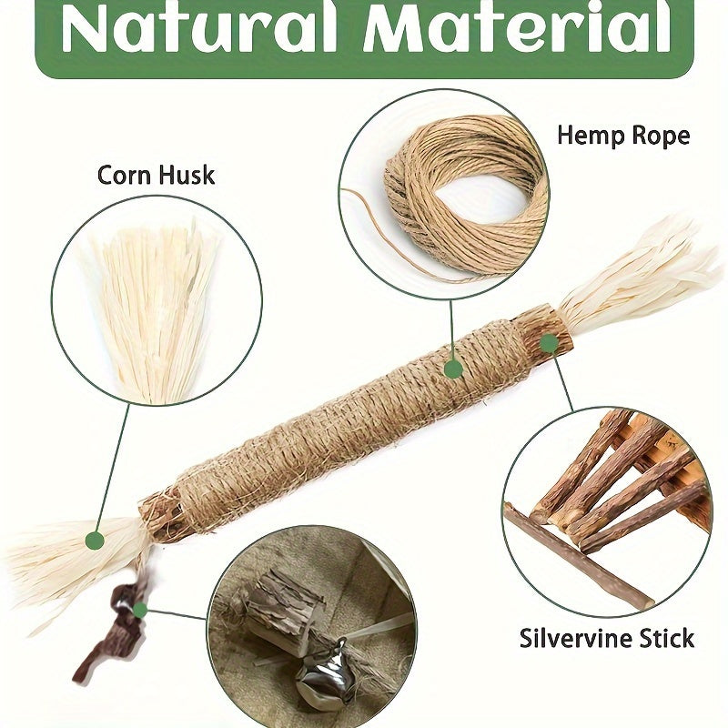 Natural Sisal Cat Chew Stick Dental Health Eco-Friendly Durable Indoor Toy