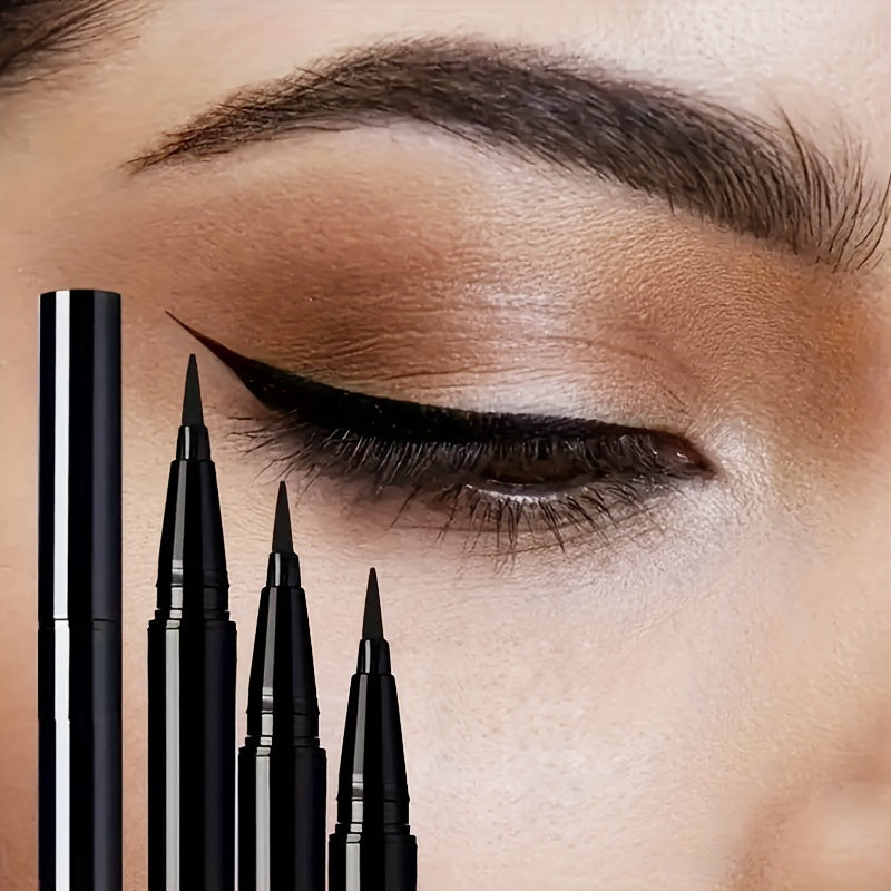 Set of 3 Black Liquid Eyeliner Pens Waterproof Smudge-Proof Ultra-Fine Tip for Beginners