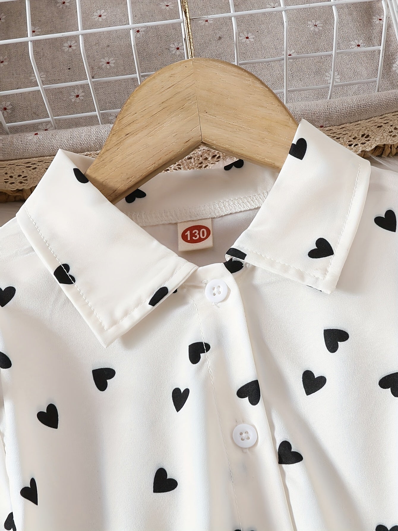 Girls' 2-Piece Set Heart Print Top and Solid Pants Spring Fall Machine Washable Outdoor