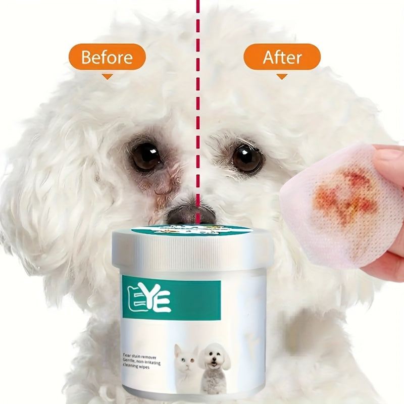 Pet Eye Wipes for Dogs and Cats 130 Gentle Tear Stain Remover Pads Safe Daily Cleaning