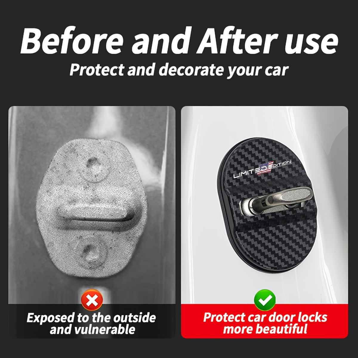 Avtomobil eshigi qulfi yopqog'i himoyachisi ABS bardoshli tashqi aksessuar 4 dona