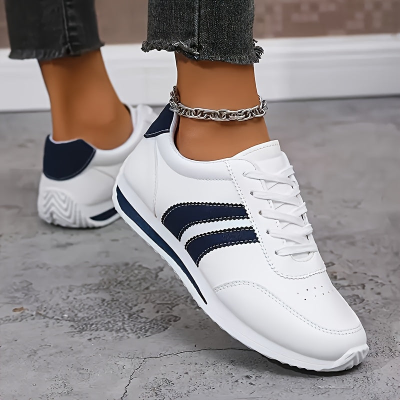 Women's Lightweight Sneakers Non-Slip Cushioned Walking Shoes Blue and White