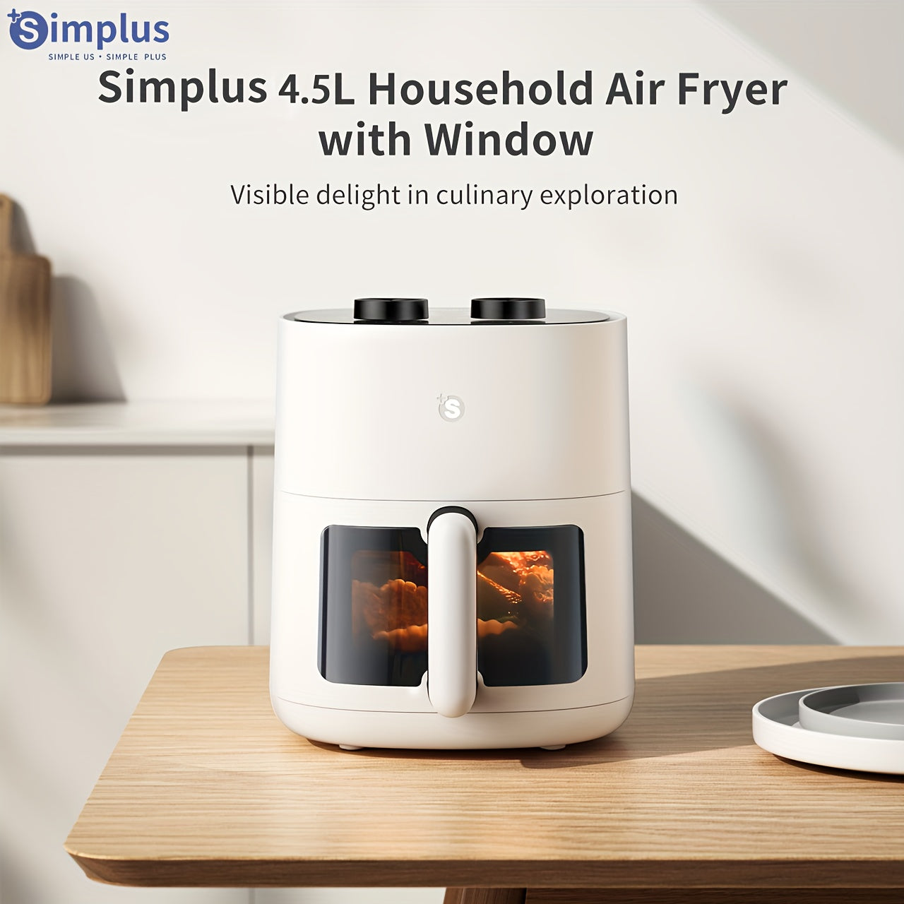 4.5L Havo Fryyer bilan oynali 1450W issiq havo aylanishi, oson tozalash