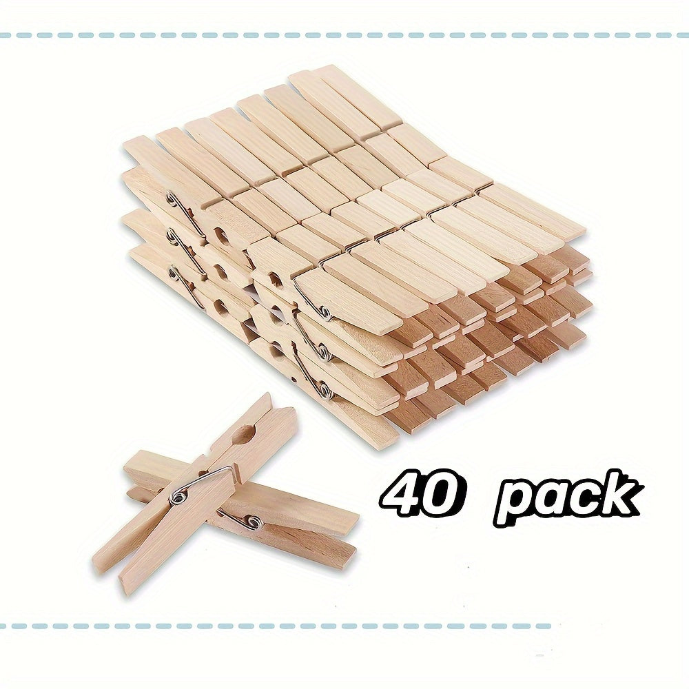 40 Pack Wooden Clothespins Natural Wood Craft Clips for Classroom Displays