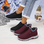 Women's Winter Ankle Boots Slip-On Cushioned Non-Slip Indoor Outdoor Black Burgundy