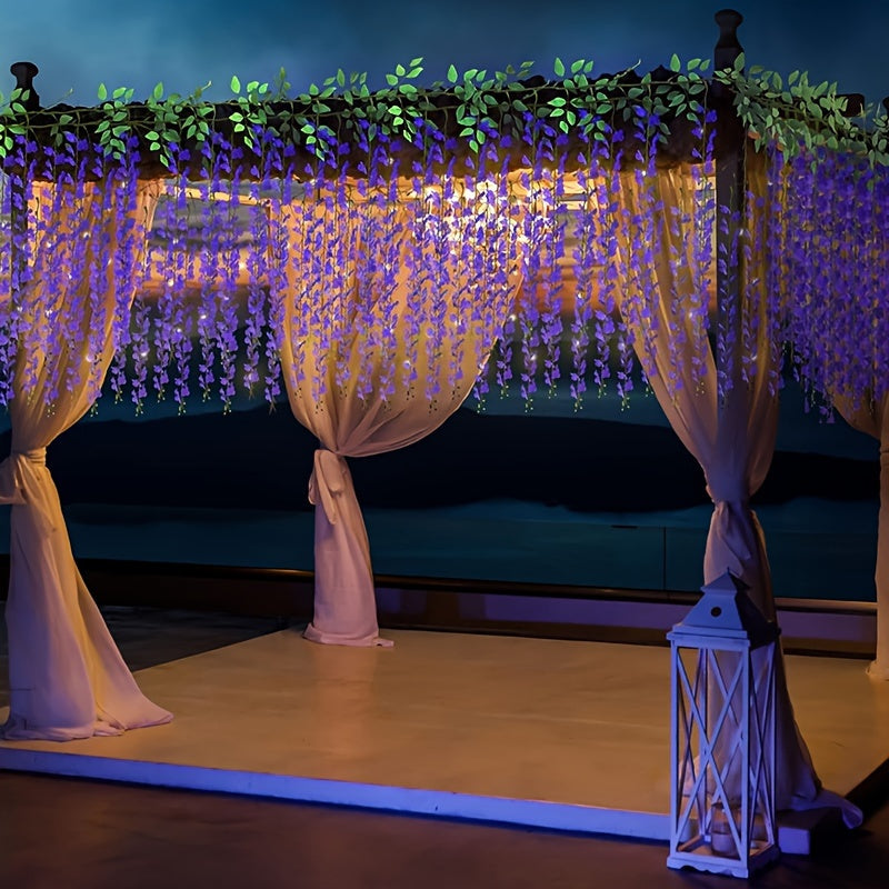 Artificial Wisteria Garland 182.88cm Faux Purple Vine Flowers for Outdoor Home Decor