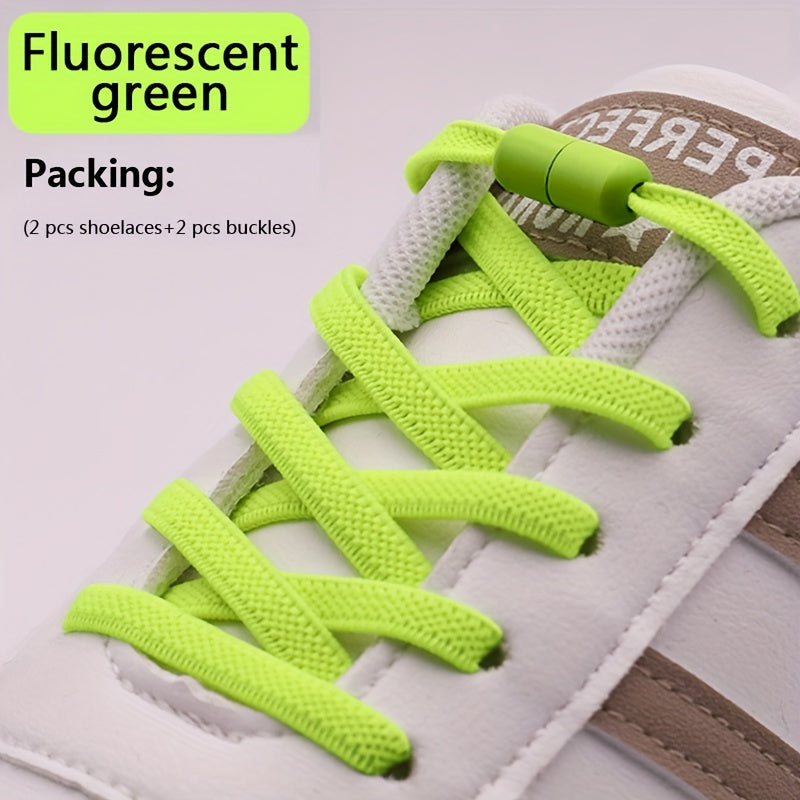 Uniseks elastik No-Tie oyoq kiyimlari rang-barang Lazy Shoe Flat Laces for Sneakers