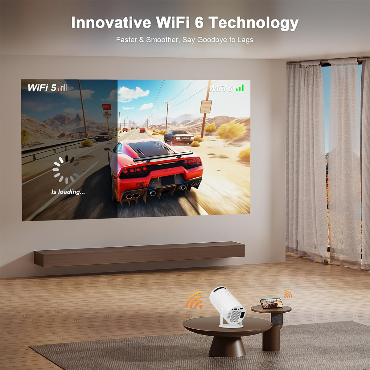 Ultra-Bright Mini Projector 4K/1080P Support Wireless Portable For Smartphones