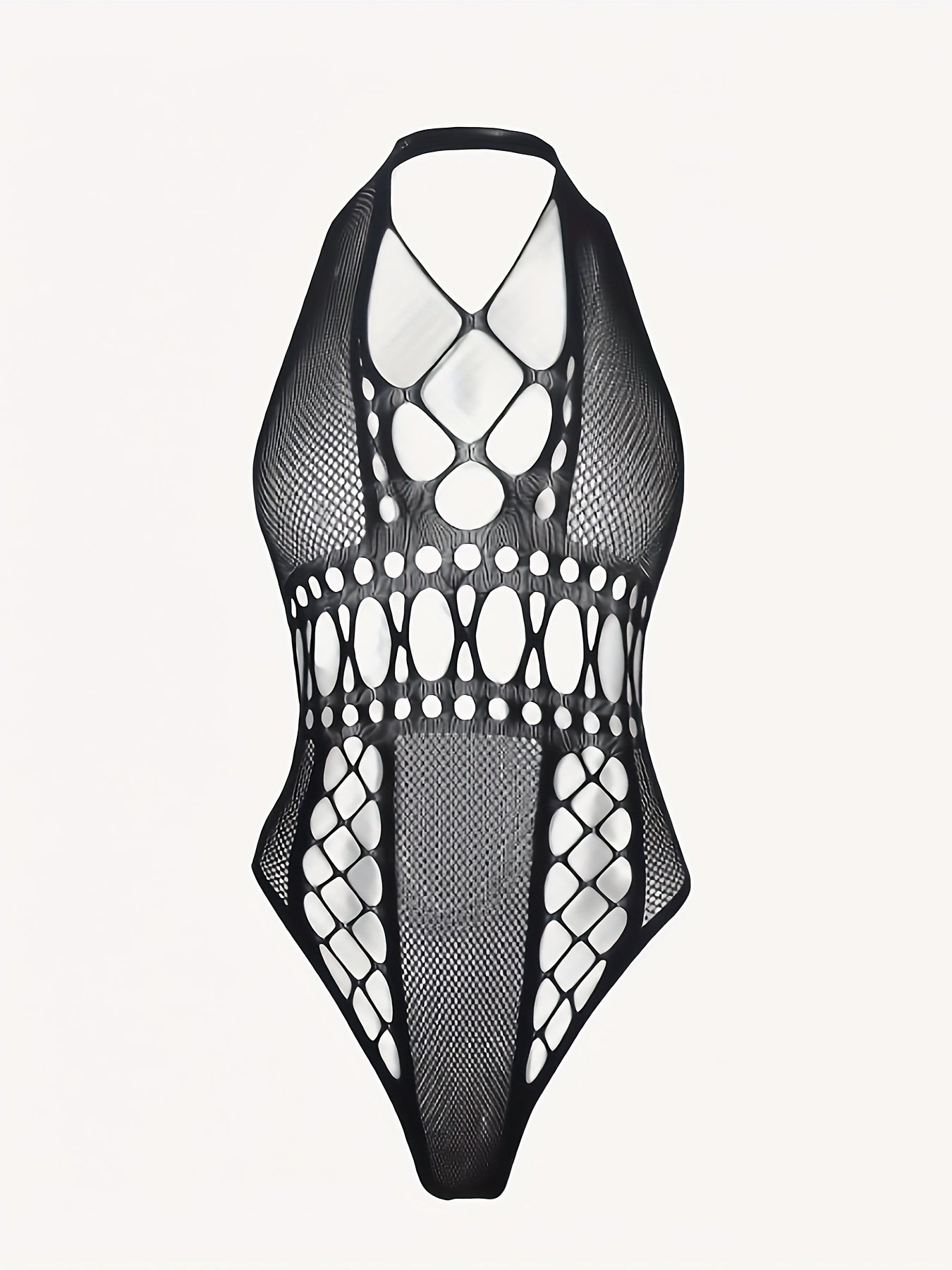 Women’s Lace Mesh Bodysuits 3-Pack Hollow-Out Jacquard Knit Low Support Nightclub Fashion