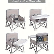 Children's Folding Dining Chair with Detachable Tray Portable for Home Meals