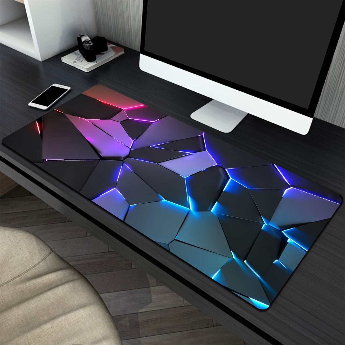 Geometric Gaming Mouse Pad Waterproof Non-Slip Polyester Desk Mat for Gamers and Office