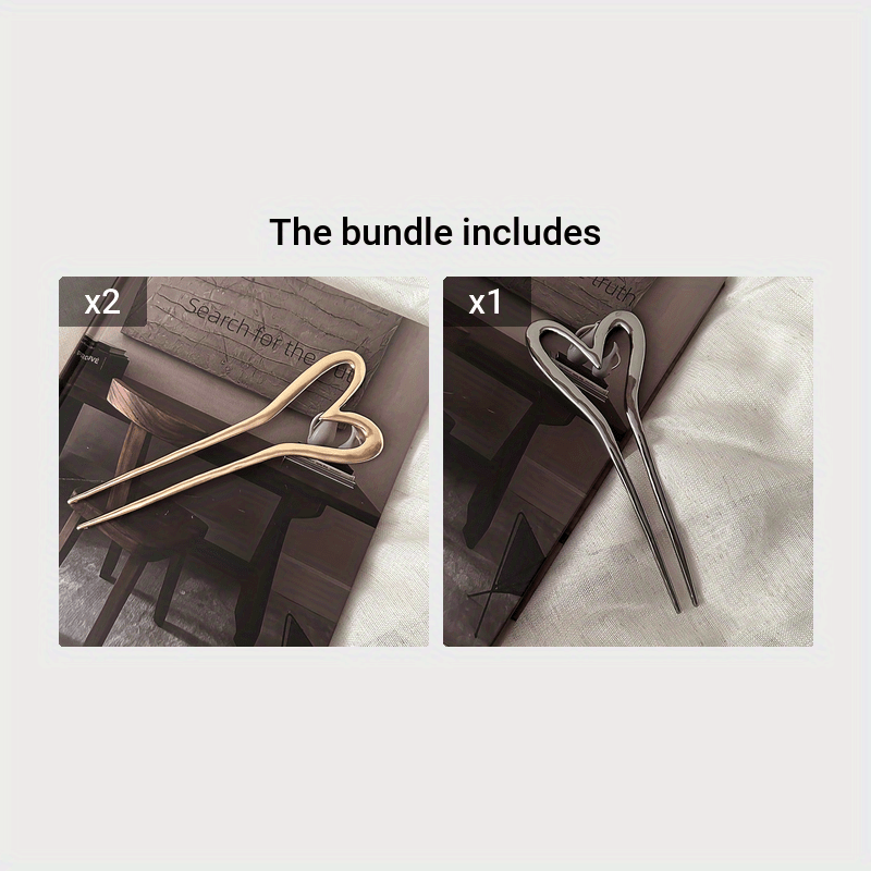 Chinese-Style Hairpin Minimalist Gold Modern Bun Heart Head Decoration Elegant Accessory