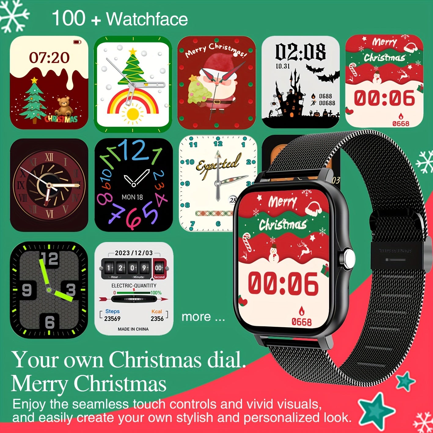 2024 Full Touch Smart Watch with Wireless Calling Zinc Alloy Case Silicone Band Fitness Tracker Compatible with Android iOS