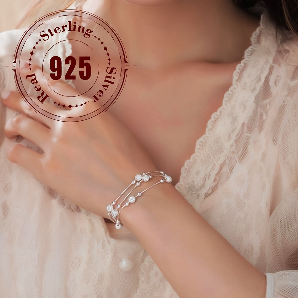 925 Silver Lucky Bead Bracelet for Women Three Lives and Three Worlds Jewelry Gift