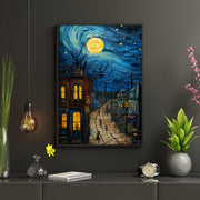Starry Night Canvas Wall Art Print Oil Painting Reproduction Vertical Portrait Decor
