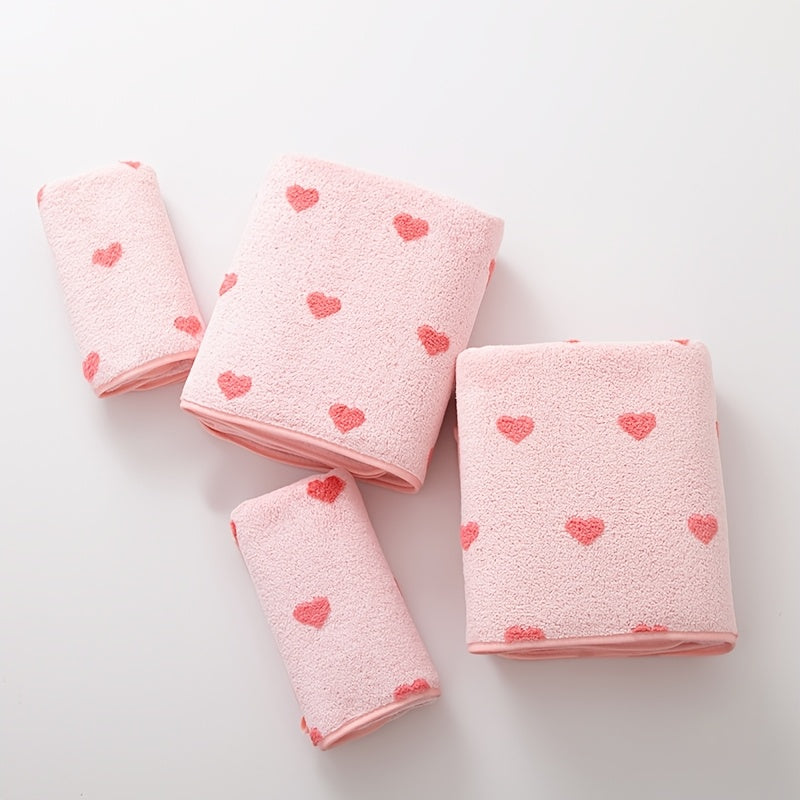 Poliester jakard yurak shaklidagi sochiq to'plami, 320GSM, Sevgi kuni va juftlik hammomida yil davomida foydalanish uchun mukammal.