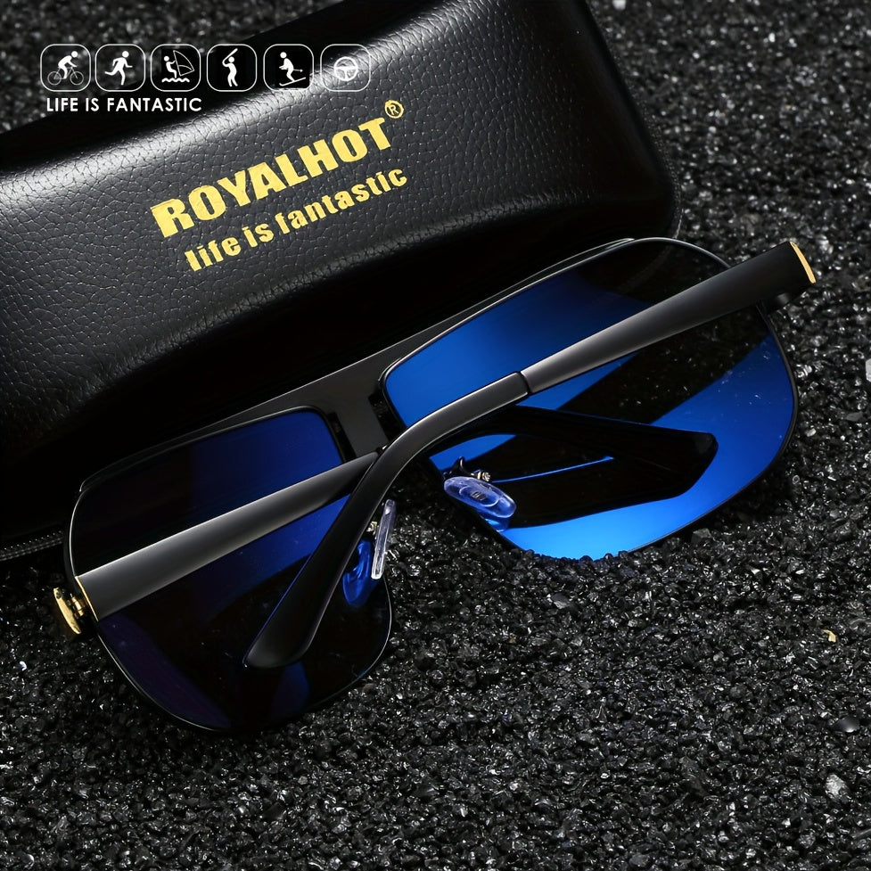 Men Women Polarized Alloy Square Oversized Sunglasses Driving Shades