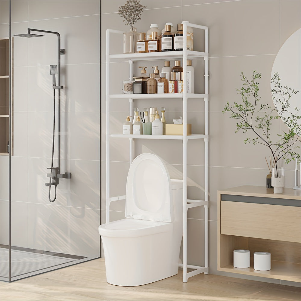 Multi-Purpose Bathroom Laundry Storage Rack Over Toilet 2 Tiers Plastic Metal