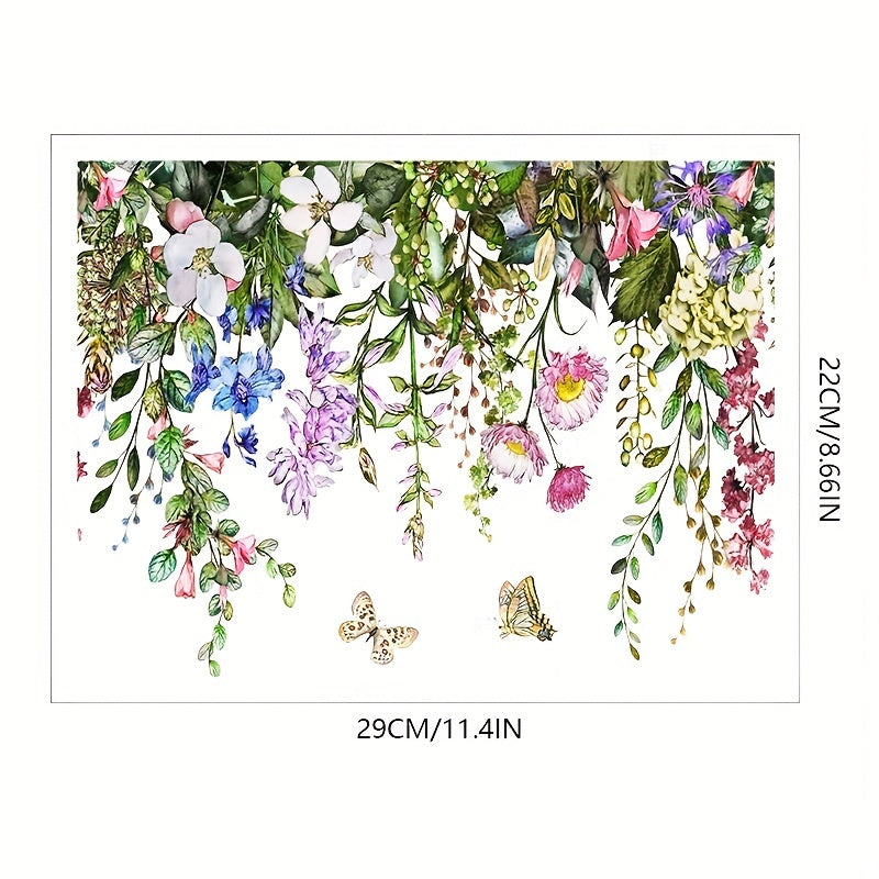 Vibrant Tropical Floral Butterfly Toilet Sticker Self-Adhesive Ceramic Bathroom Decor