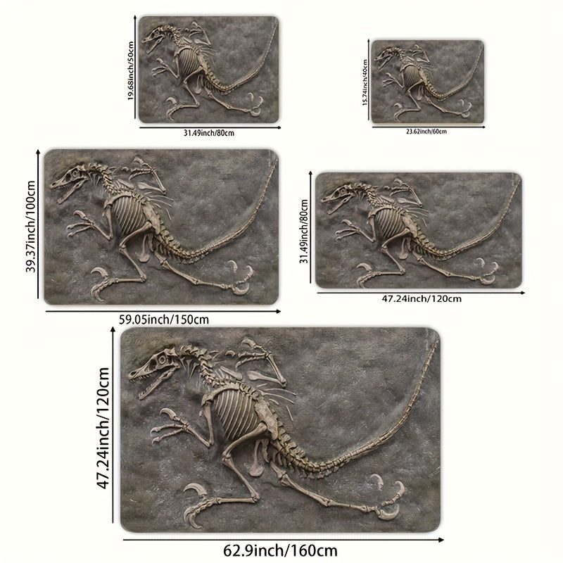 Dinosaur Fossil Area Rug Thick Soft Machine Washable Indoor Decor Mat