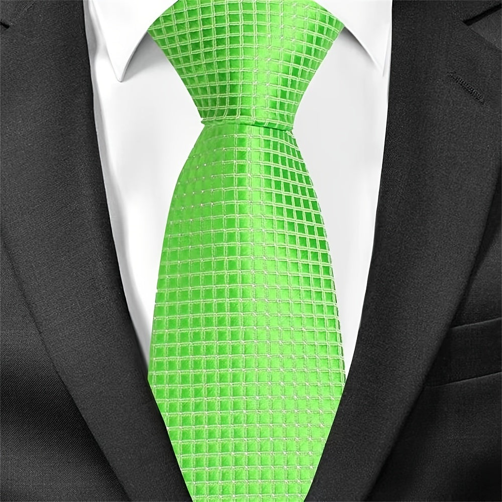 Men's Classic Business Tie Small Plaid Pattern Wedding Tie for Formal Events