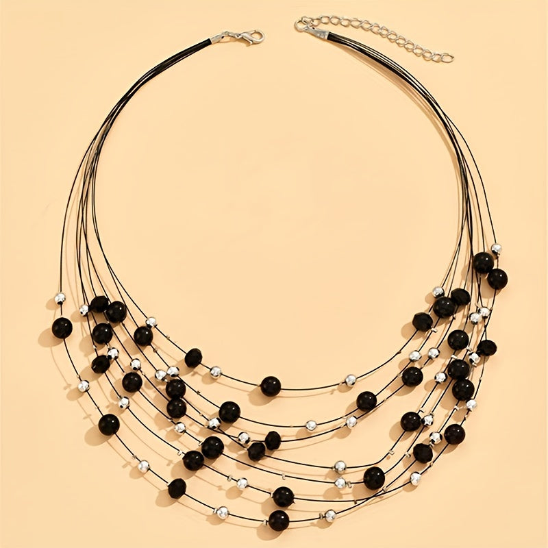 Ручная многослойная богемная ожерелье с мерцающими искусственными жемчужинами - сделано мастерами с подлинным шармом - женственный и изысканный подарок для дам - каждое изделие имеет уникальные цветные бусины, случайно расположенные.