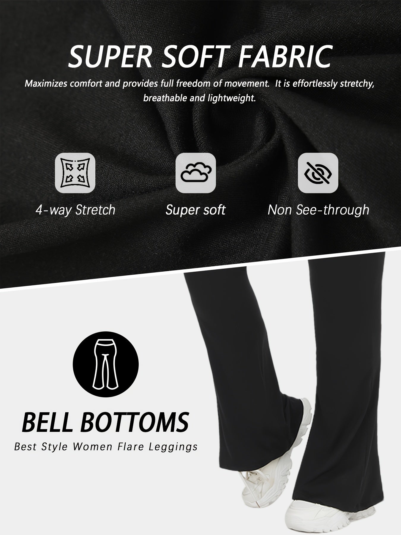 Plus Size Women's Soft High Waisted Flare Pants Tummy Control Bootleg