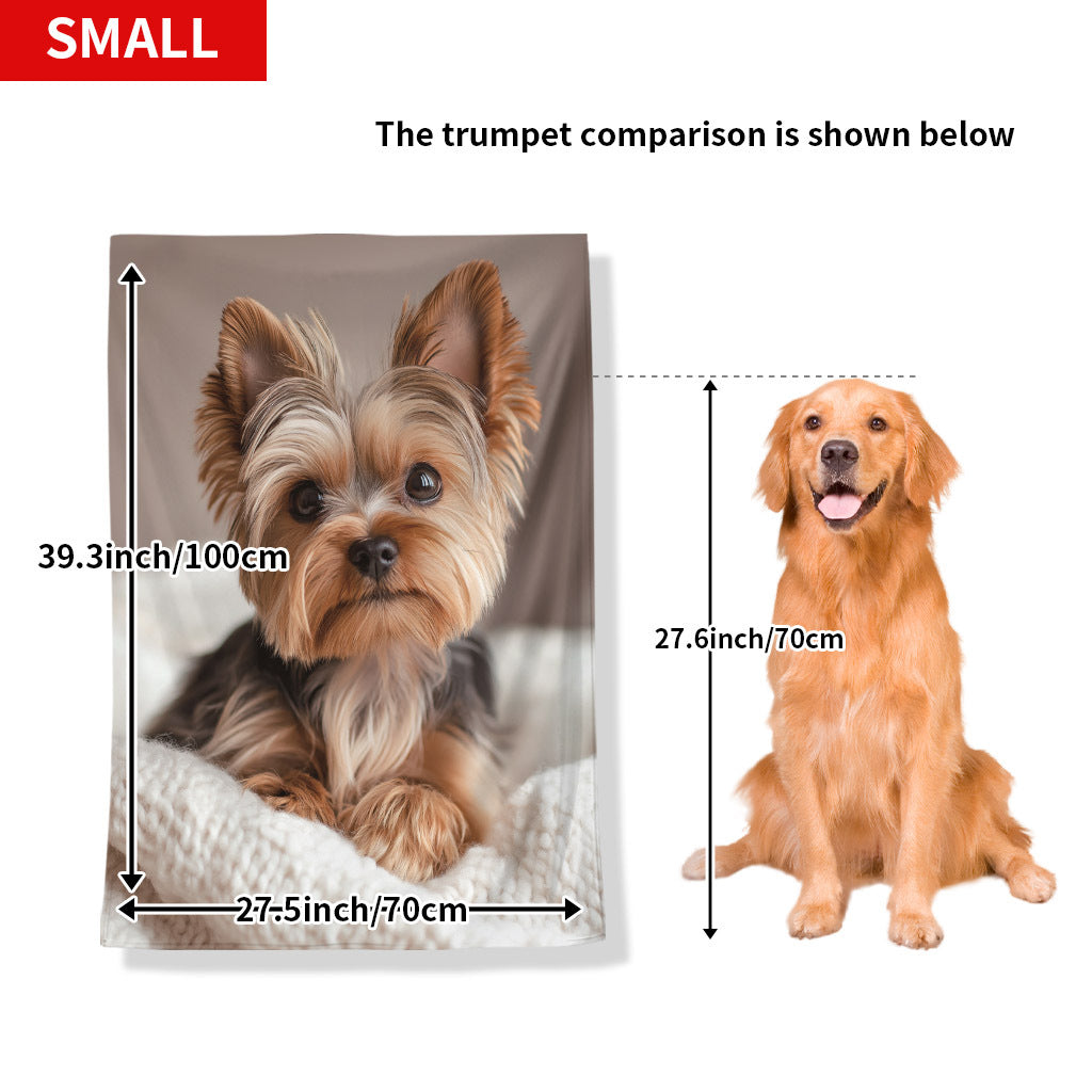 Yorkshire Terrier Pattern Flannel Throw Blanket Quilted Knit Polyester All-Season Decorative for Napping Camping Travel