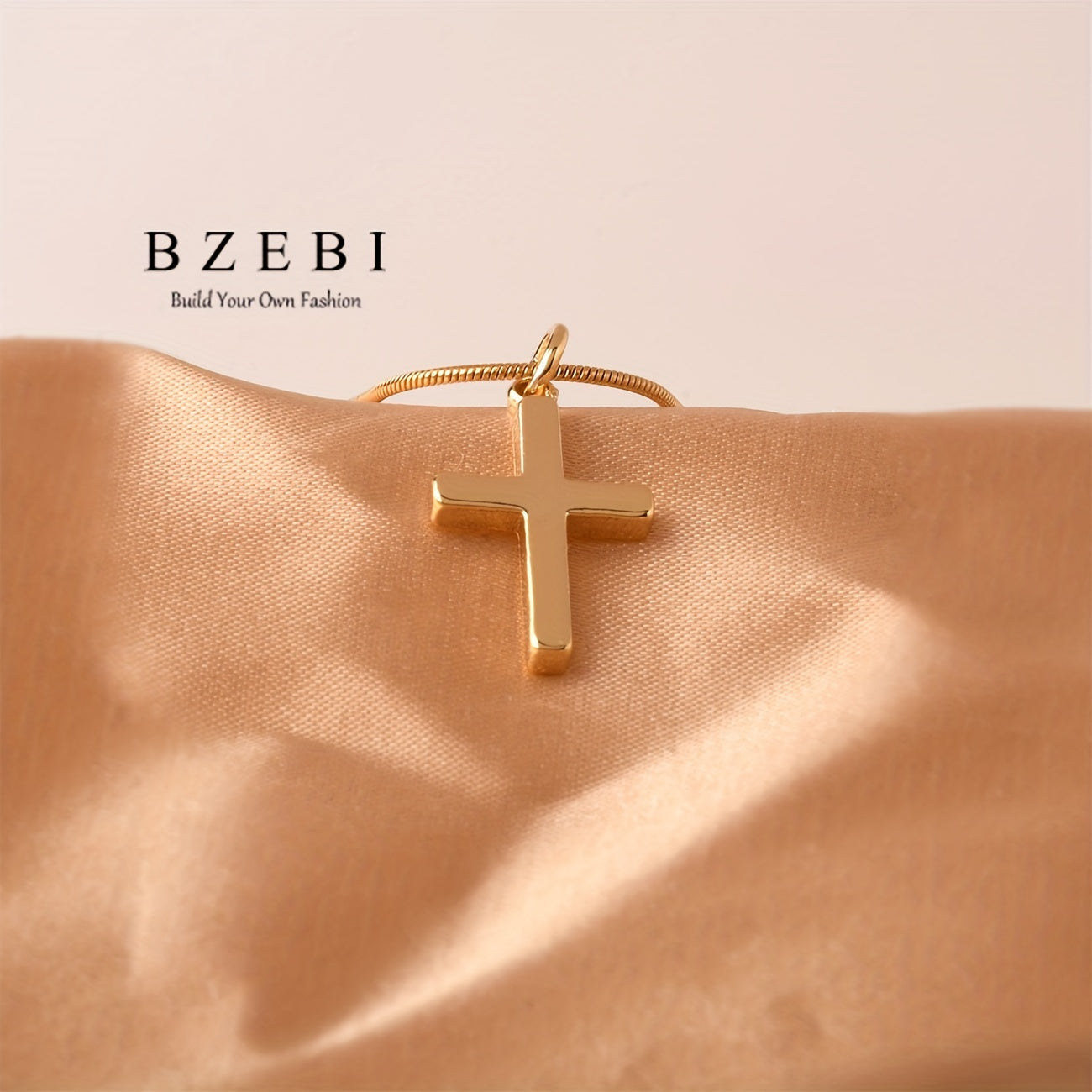 Women's Gold-Plated Zirconia Cross Jewelry Set Necklace and Ring Gift Box