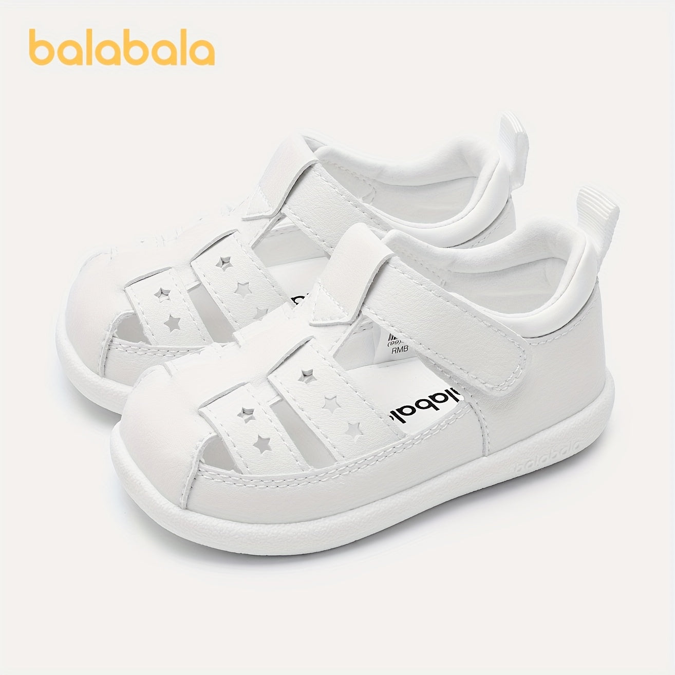 Toddler Baby Sandals Lightweight Summer White Star Soft Sole Hook and Loop Casual Outdoor