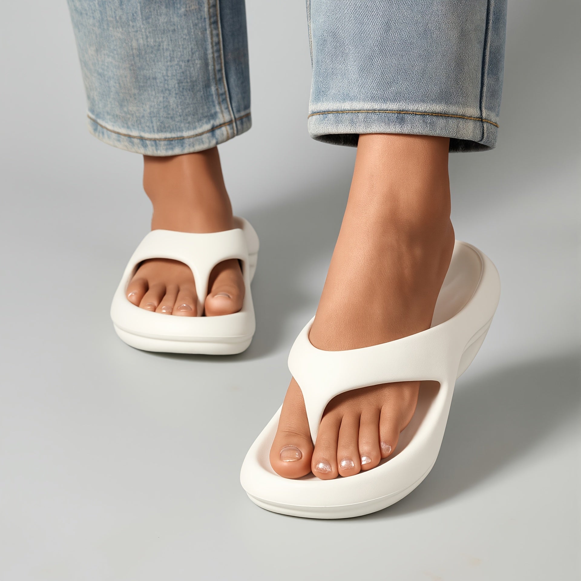 Women's EVA Slide Sandals Open-Toe Slip-On Casual Beach Shoes White Black