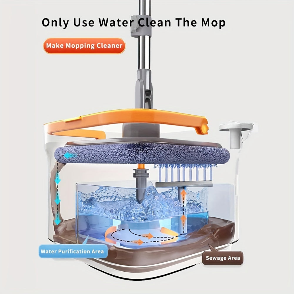 Stainless Steel Flat Mop and Bucket Set with 4 Microfiber Pads for Multi-Surface Cleaning