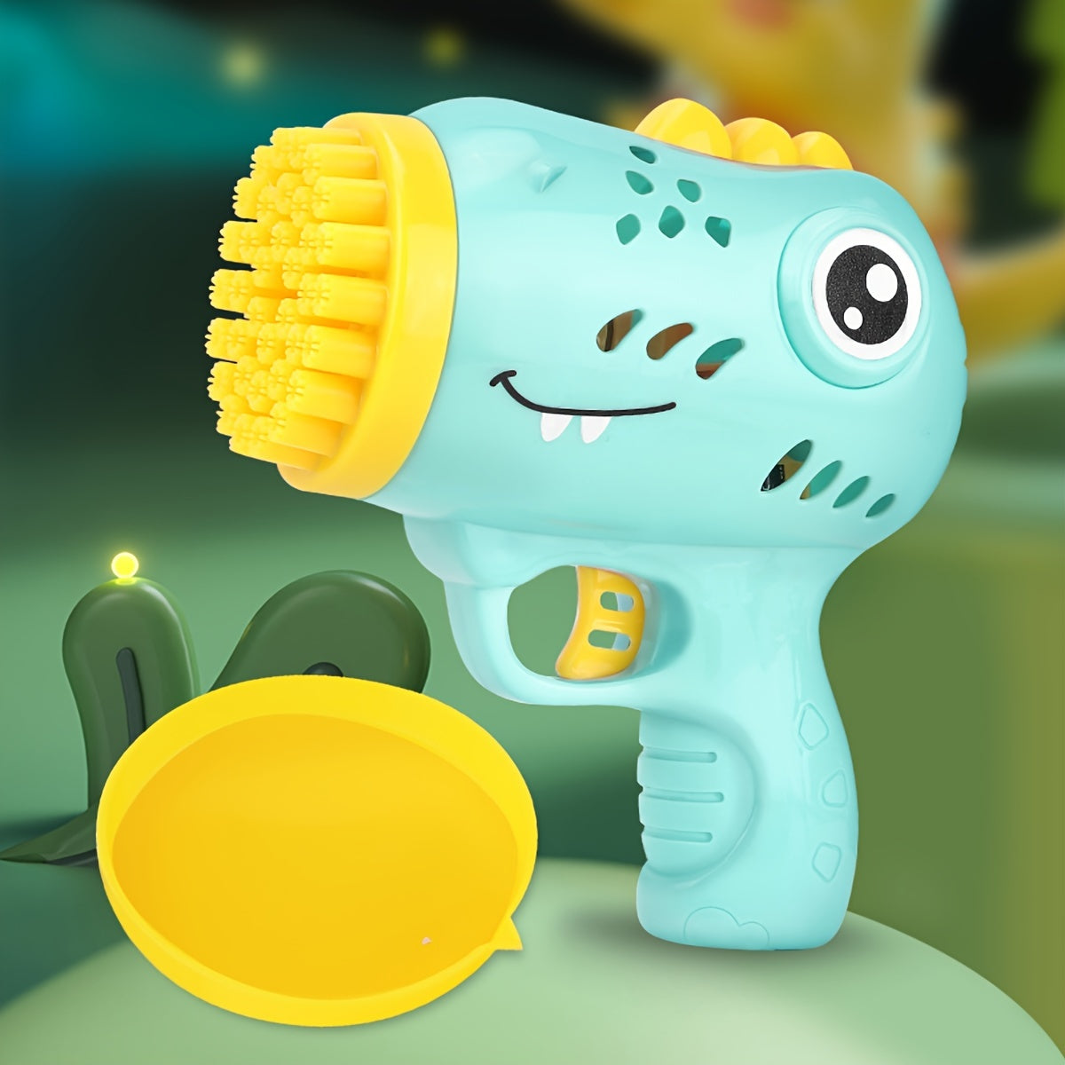 Children's Electric Dinosaur Bubble Gun for Kids Ages 3-6 with 36 Nozzles LED Lights Plastic Outdoor Toy