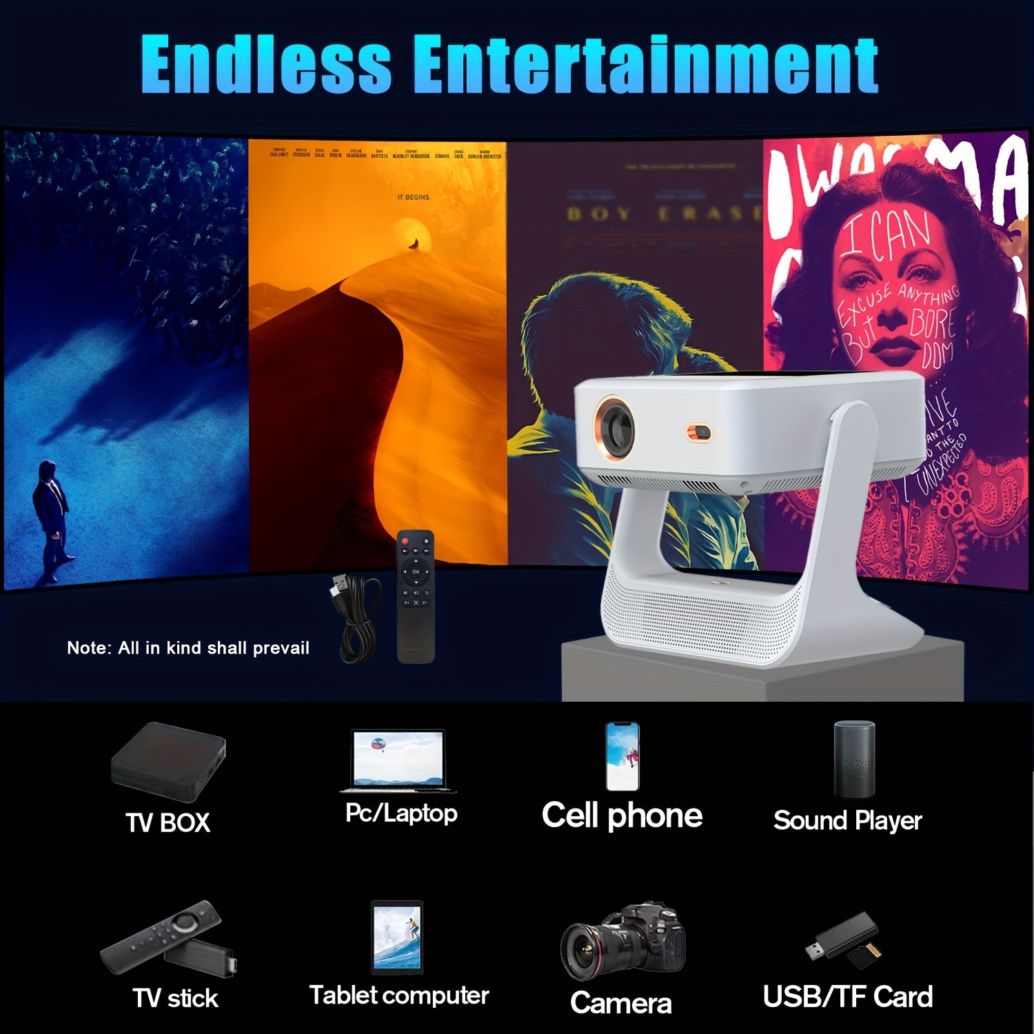 Home Theater 4K Projector 1080P Full HD WiFi Auto Focus and Keystone