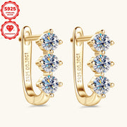 Sterling Silver Women's Hoop Earrings with Moissanite Stones 3mm 0.3ct