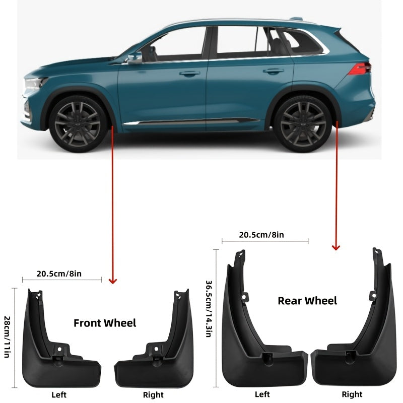 Protector de guardabarros de plástico duradero de 4 piezas para coches, instalación fácil
