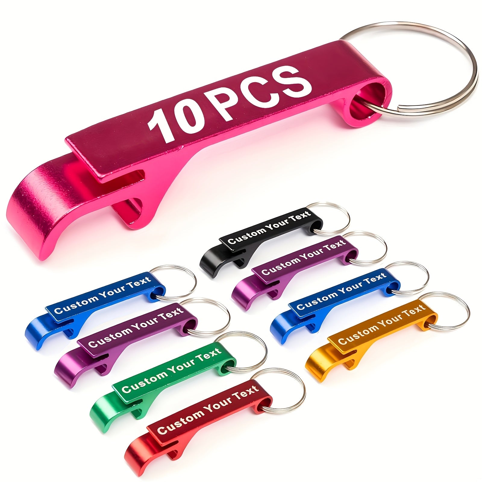 10 Custom Metal Bottle Opener Keychains for Parties and Celebrations Durable Kitchen and Restaurant Use