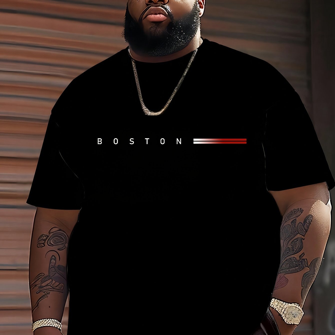 Мужская футболка с круглым вырезом из хлопка большого размера с графическим дизайном