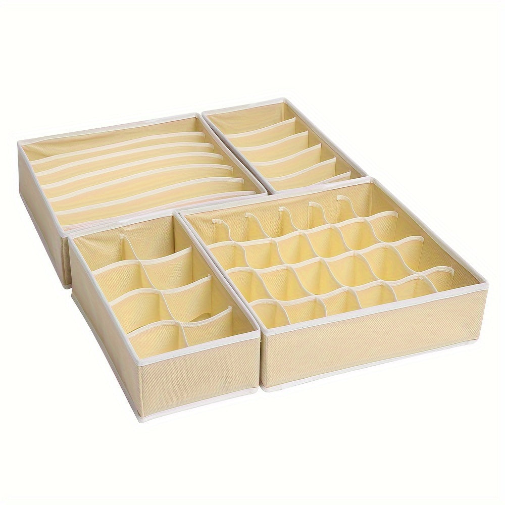 Набор из 4 розовых тканевых разделителей для ящиков для организации гардероба, регулируемый, экономящий пространство для хранения