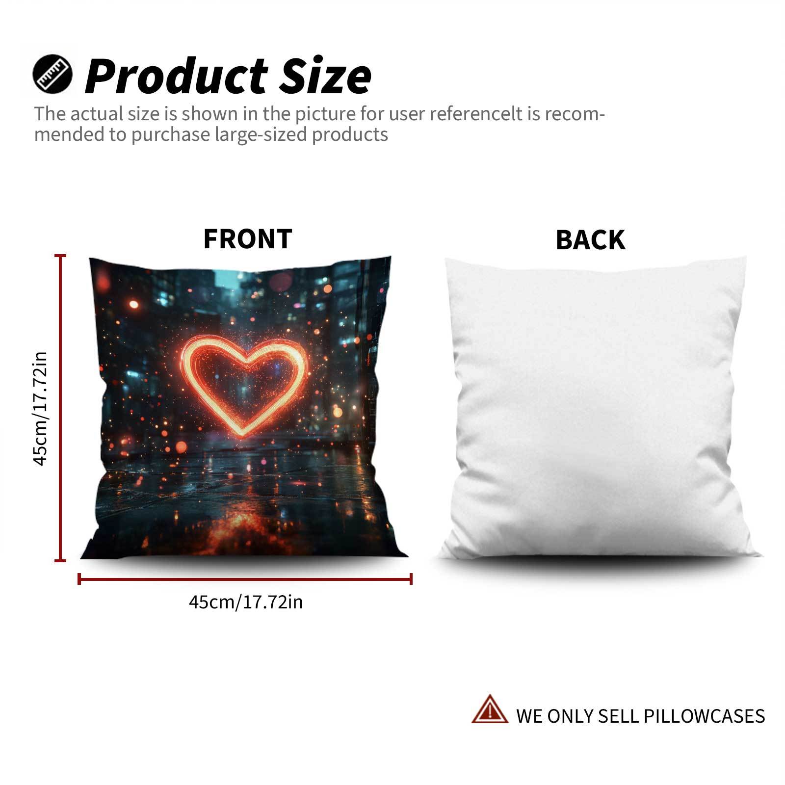 Urban Night Scene Heart Cushion Cover Polyester Contemporary Fantasy Style All-Season Sofa Bedroom Office Decor